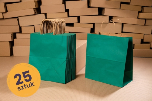 Zielona torba papierowa 305x170x340 - 25 szt.
