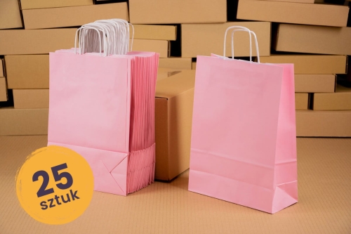 Pudrowo różowa torba papierowa 240x100x320 - 25 szt.