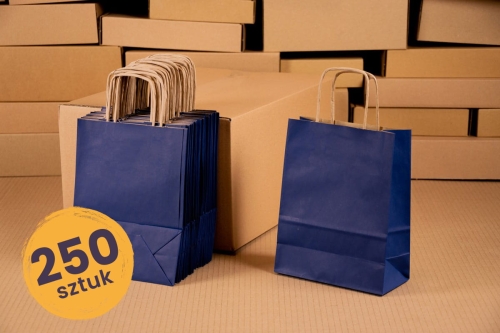 Paper bags navy blue 180x80x225 - 250 pcs.