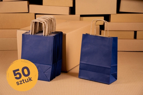 Paper bags navy blue 180x80x225 - 50 pcs.
