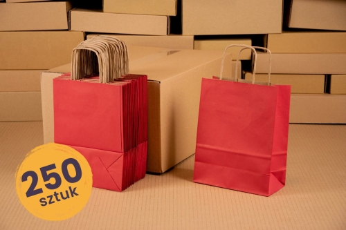 Paper bags red 180x80x225 - 250 pcs.
