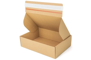 Karton wysyłkowy z paskiem klejowym i zrywką 280x200x80 otwarty