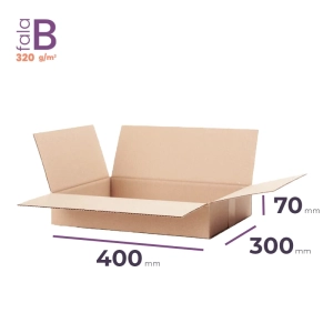 duży płaski karton klapowy 400x300x70 mm fala b