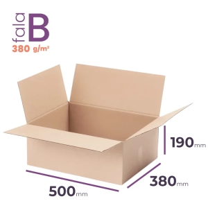 niski szeroki karton klapowy 500x380x190 mm fala b