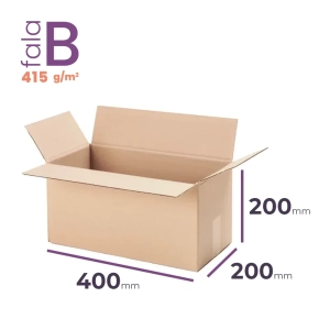 wytrzymały karton klapowy 400x200x200 mm o wymiarze zewnętrznym, fala b
