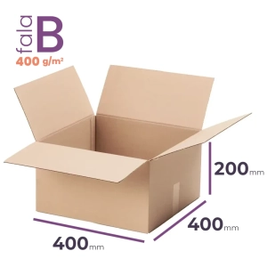 średni, wytrzymały karton klapowy 400x400x200 mm fala b