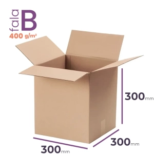 średni, wytrzymały karton klapowy 300x300x300 mm fala b