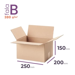 karton klapowy 250x200x150 mm wymiar zewnętrzny fala b