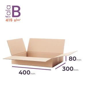 płaski karton klapowy 400x300x80 mm fala b