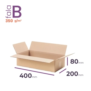 płaski karton klapowy 400x200x80 mm fala b