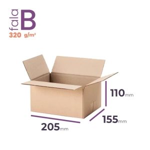 mały karton klapowy 205x155x110 mm fala b 320g/m2