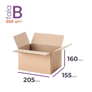 karton klapowy 205x205x160 mm fala b 360g/m2