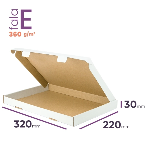 Karton fasonowy biały 320x220x30 z zamkiem wym. zewn. E/360 - 50 szt.