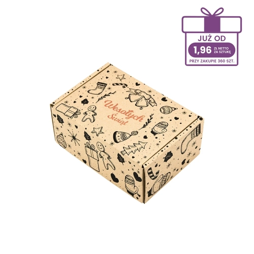 Karton fasonowy z nadrukiem świątecznym 160x110x70 mm “Pierniki” szary - 40 szt.