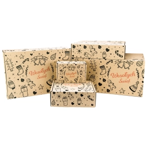 karton z gotowym nadrukiem świątecznym 160x110x70 mm