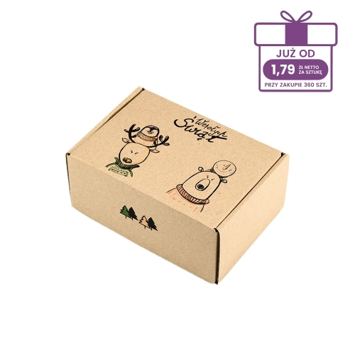Karton fasonowy z nadrukiem świątecznym 160x110x70 mm “Ekipa” szary - 40 szt.