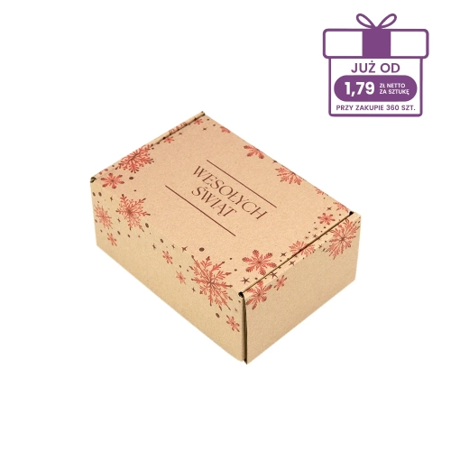 Karton fasonowy z nadrukiem świątecznym 160x110x70 mm “Śnieżynki” szary - 40 szt.