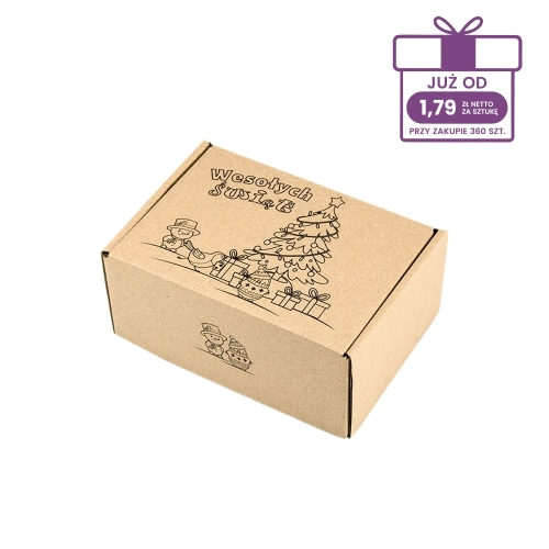 Karton fasonowy z nadrukiem świątecznym 160x110x70 mm “Kolorowanka” szary - 40 szt.