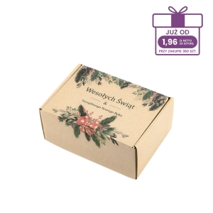 szary karton fasonowy z nadrukiem świątecznym