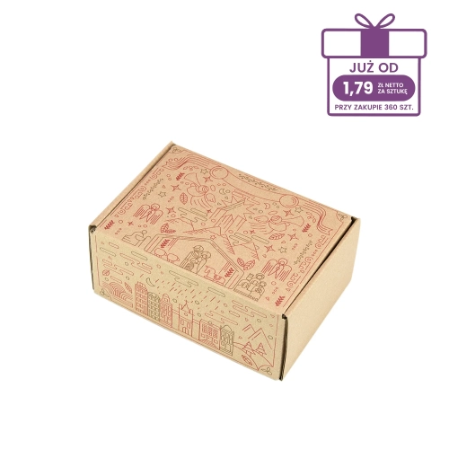 Karton fasonowy z nadrukiem świątecznym 160x110x70 mm “Pocztówka” szary - 40 szt.