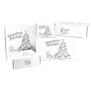 biały karton fasonowy z nadrukiem świątecznym