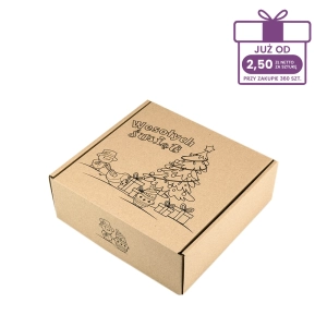 szary karton fasonowy z nadrukiem świątecznym