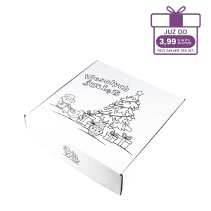 Karton fasonowy z nadrukiem świątecznym 300x300x80 mm “Kolorowanka” biały - 40 szt.