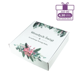 Karton fasonowy z nadrukiem świątecznym 300x300x80 mm “Stroik” biały - 40 szt.