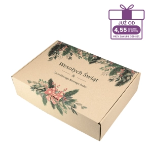 Karton fasonowy z nadrukiem świątecznym 350x250x90 mm “Stroik” szary - 40 szt.