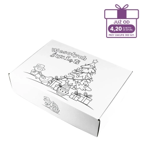 Karton fasonowy z nadrukiem świątecznym 350x250x90 mm “Kolorowanka” biały - 40 szt.