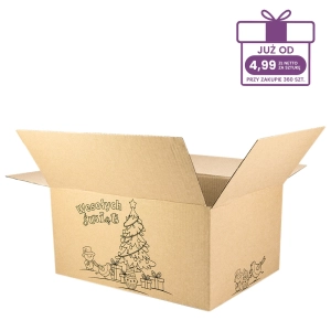Karton z nadrukiem świątecznym 400x300x200 mm “Kolorowanka” szary - 40 szt.
