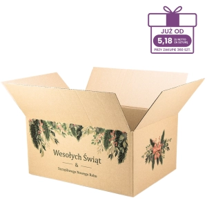 Karton z nadrukiem świątecznym 400x300x200 mm “Stroik” szary - 40 szt.