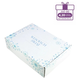 Karton fasonowy z nadrukiem świątecznym 350x250x90 mm “Śnieżynki” biały - 40 szt.