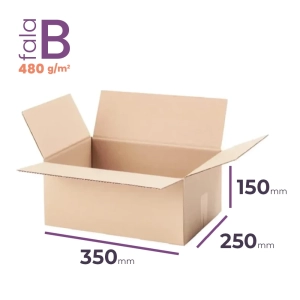 karton klapowy 350x250x150 mm wymiar zewnętrzny fala b