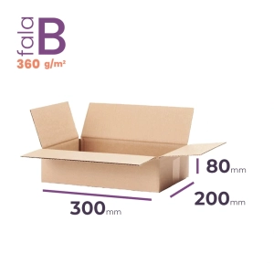 płaski karton klapowy 300x200x80 mm fala b