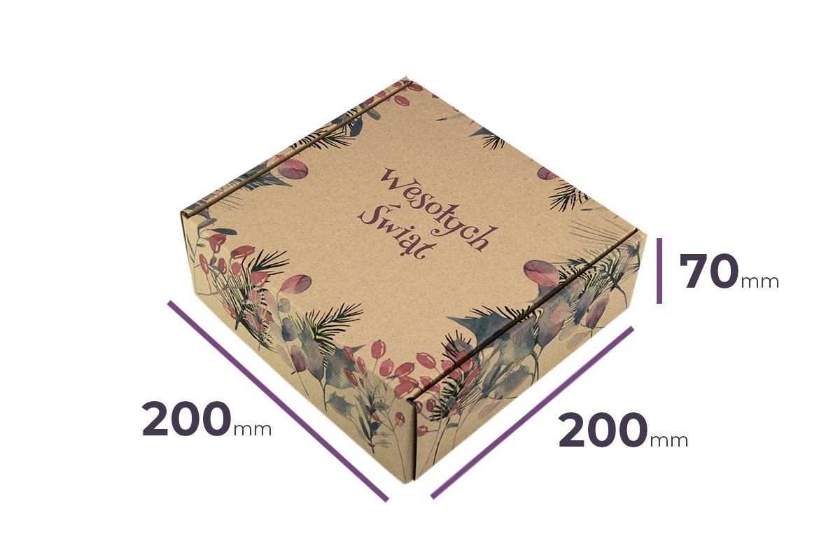 świąteczny karton fasonowy z nadrukiem 200x200x70 Gałązki