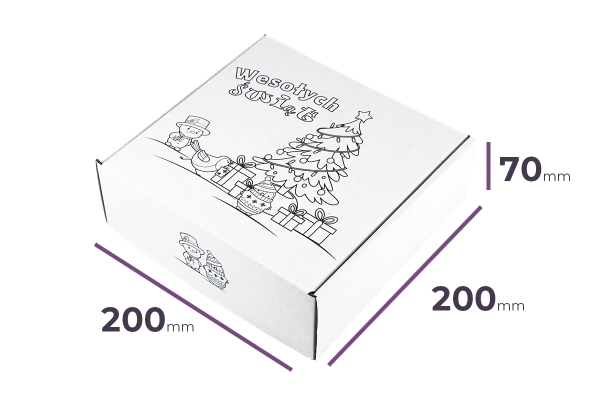 świąteczny karton fasonowy z nadrukiem 200x200x70 Kolorowanka biały