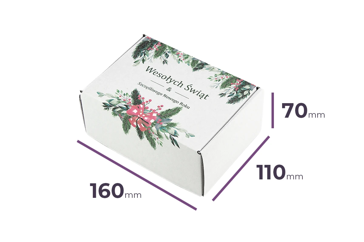 świąteczny karton fasonowy biały z nadrukiem Stroik