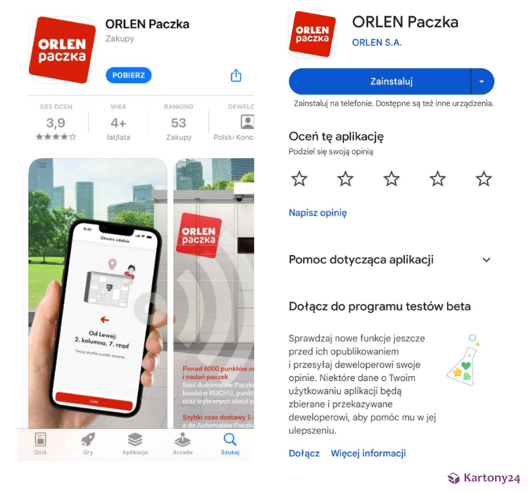 pobierz aplikację ORLEN Paczka na swój telefon - Google Play, Apple Store