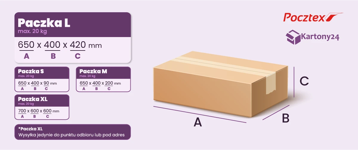 paczka Pocztex Poczta Polska - rozmiar L wymiary