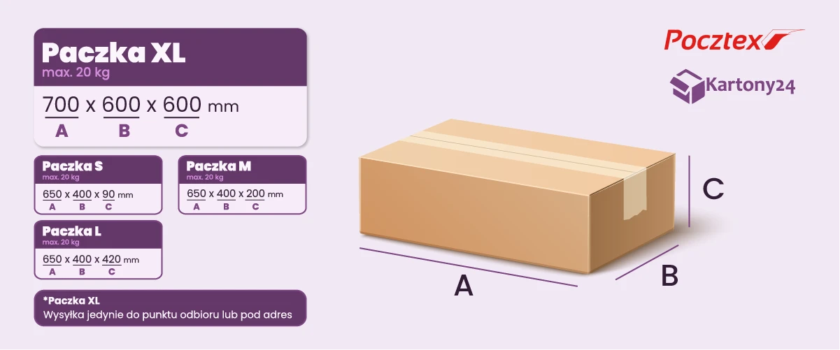 paczka Pocztex Poczta Polska - rozmiar XL wymiary