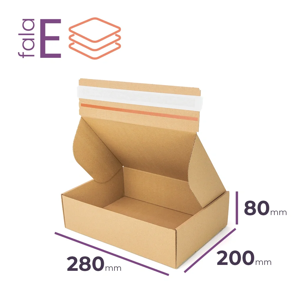 Karton wysyłkowy z paskiem klejowym i zrywką 280x200x80
