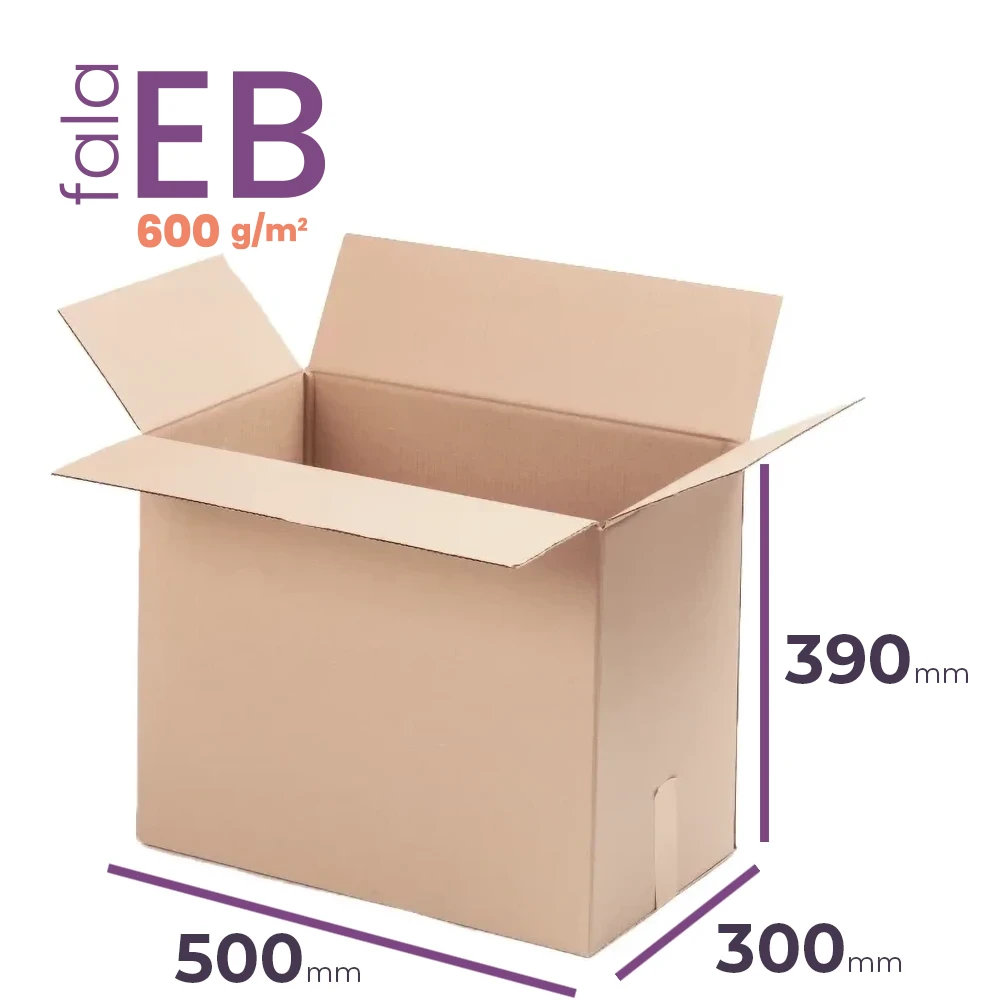 duży, gruby karton klapowy 500x300x390 mm fala EB