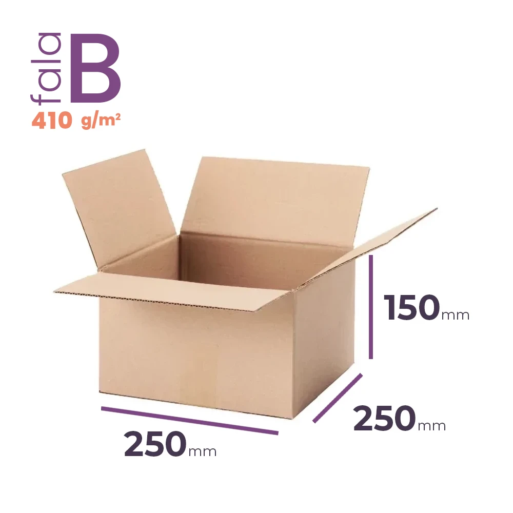 mały karton klapowy 250x250x150 mm fala b 410g/m2