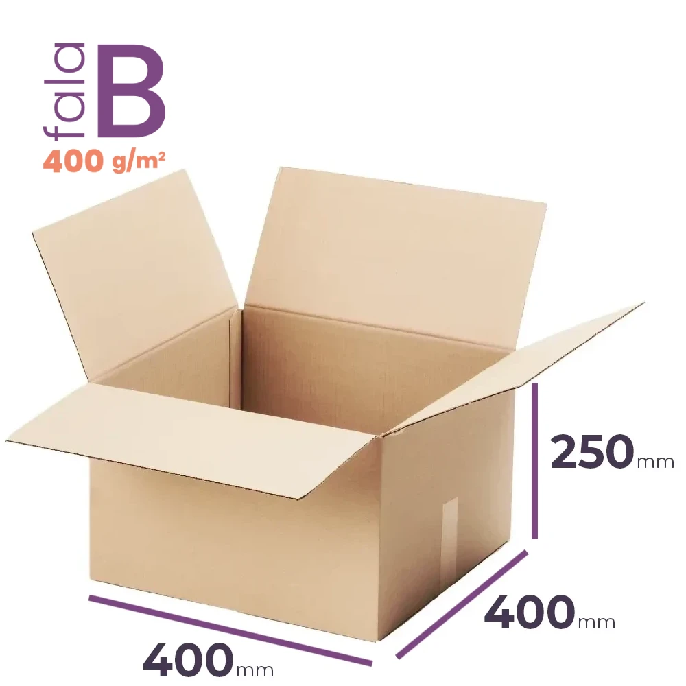 średni gruby karton klapowy 400x400x250 mm fala b