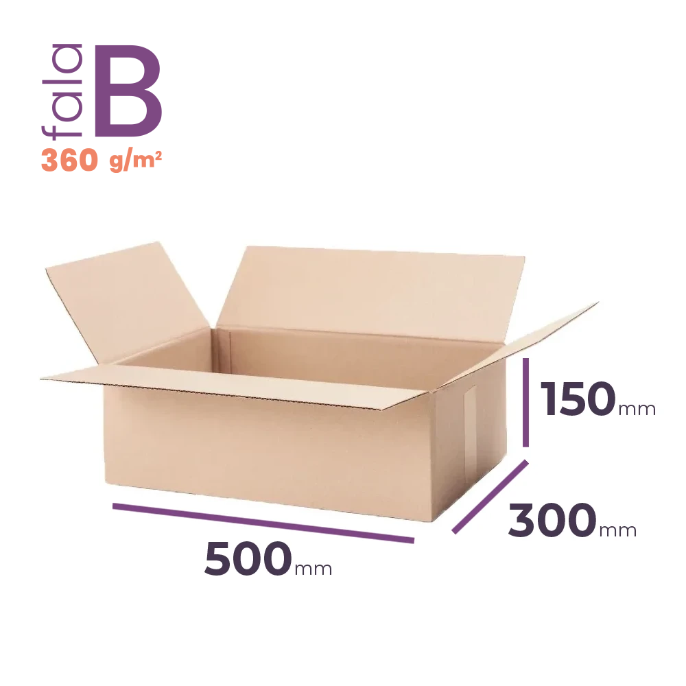 duży karton klapowy 500x300x150 mm fala b