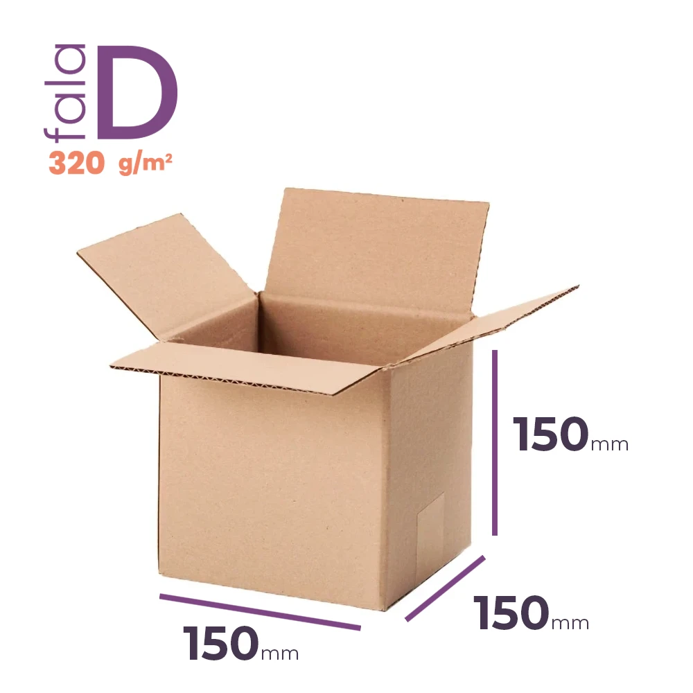 karton klapowy 150x150x150 mm wymiar zewnętrzny fala d