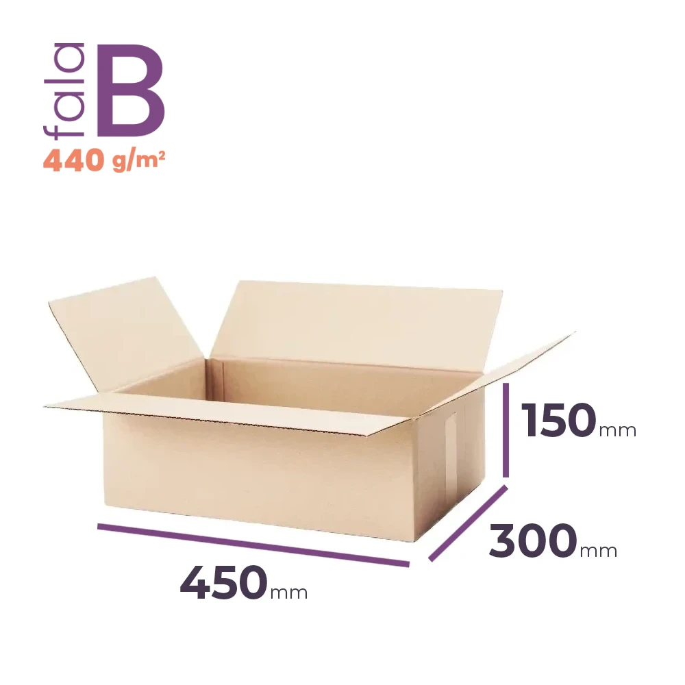 duży, gruby karton klapowy 450x300x150 mm fala b
