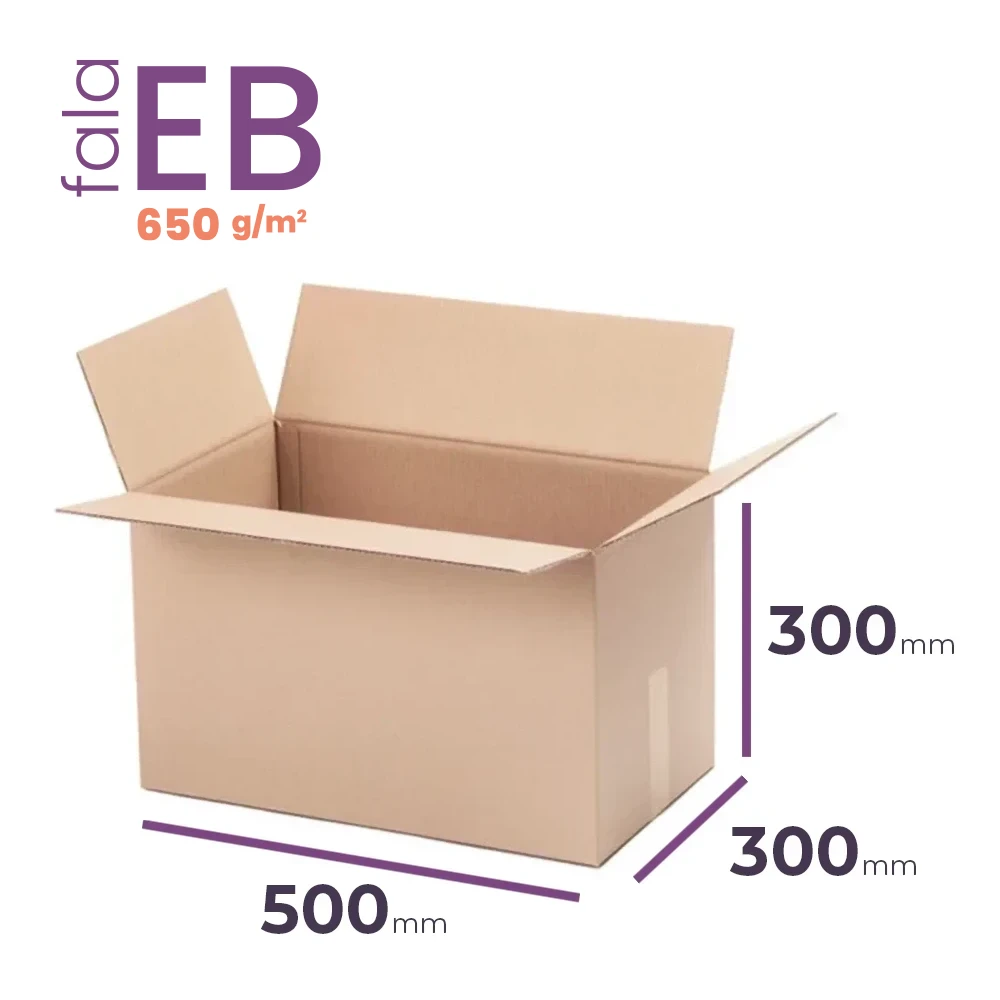 średni, wytrzymały karton klapowy 500x300x300 mm fala eb