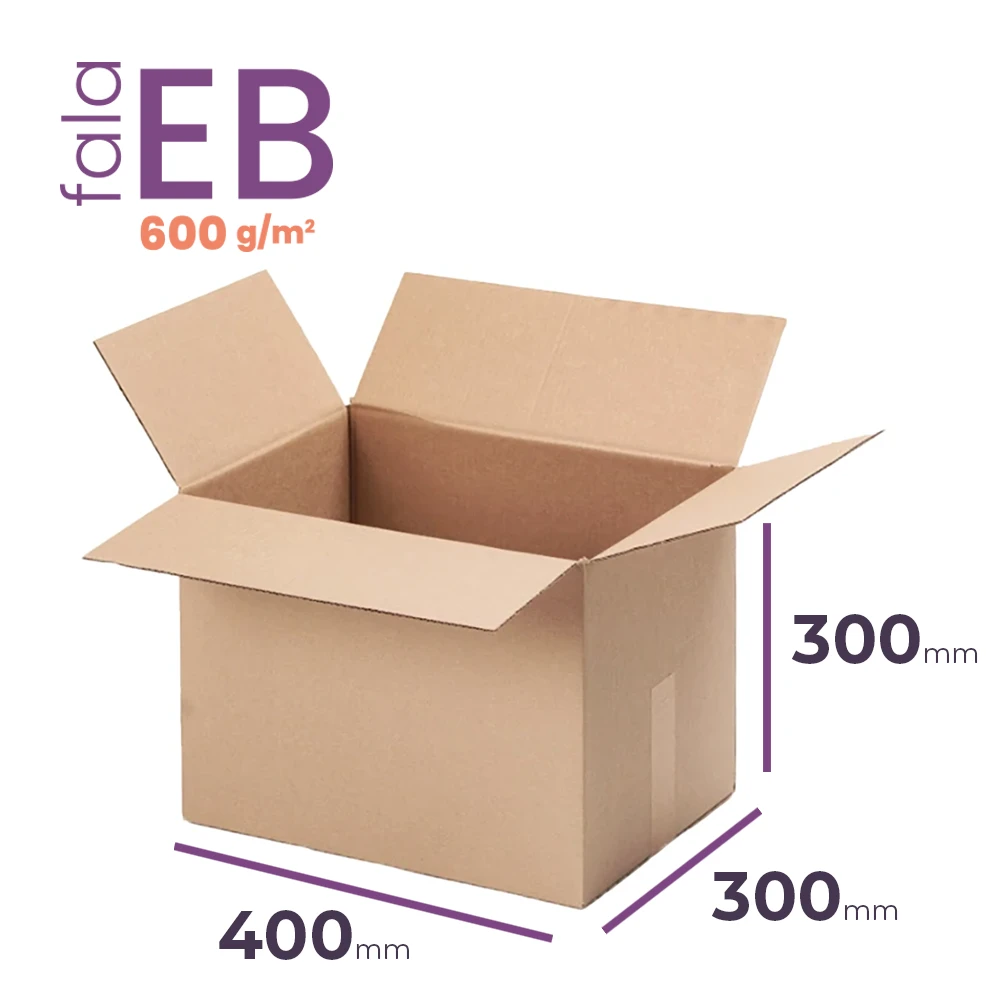 średni, wytrzymały karton klapowy 400x300x300 mm fala eb